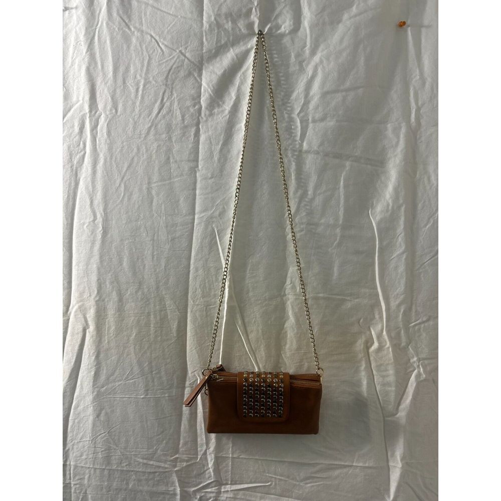 OLIVIA MILLER‎ Brown Studded Crossbody Wallet Bag Clutch
